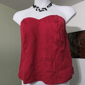 Elegant Strapless Red Blouse